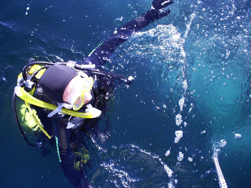 L'Olga preparada per fer immersió